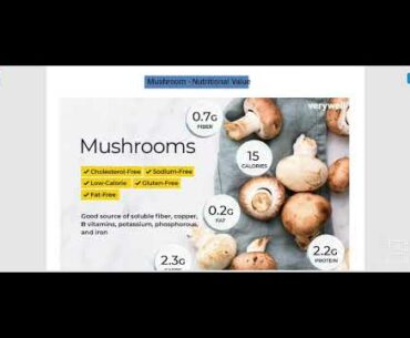 Nutritional value of mushrooms