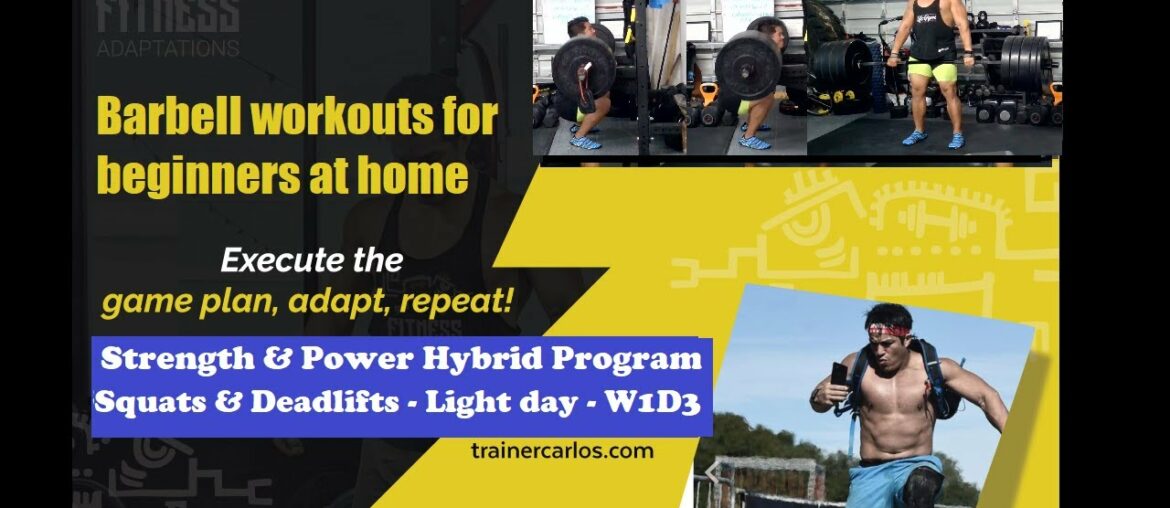 Barbell only workouts at Home | Leg day - Light - Power & Strength Hybrid Program W1D3