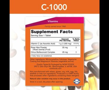 NOW Supplements, Vitamin C-1,000 with 100 mg of Bioflavonoids, Antioxidant Protection*, 500 Veg...