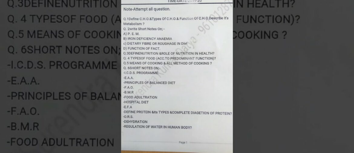 All nutrition questions.(2020)    Bsc. nursing 1st Year.                   Post Bsc.nursing .