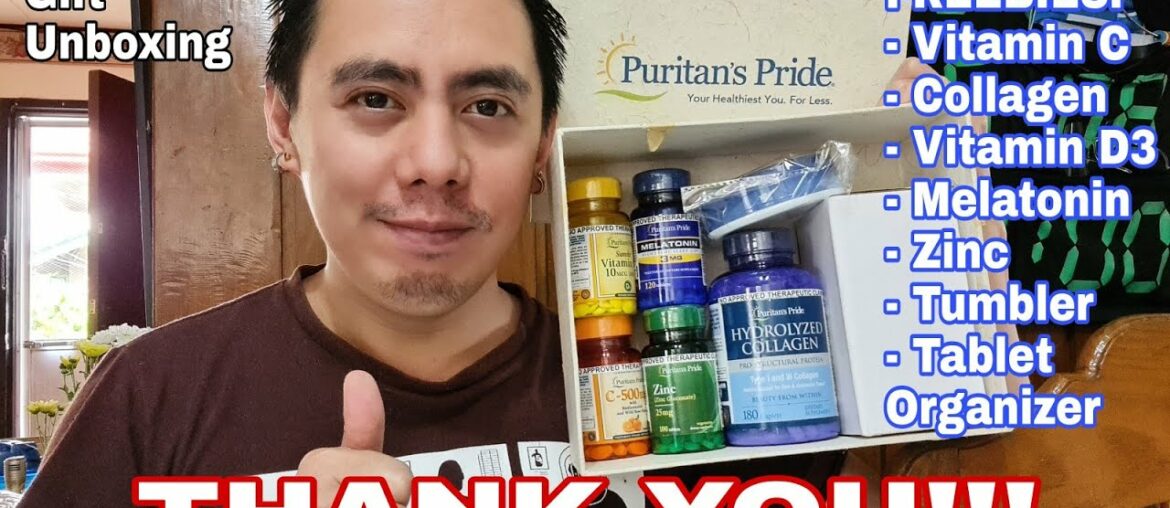 PURITAN'S PRIDE VITAMIN C (ASCORBIC ACID), VITAMIN D3, MELATONIN, COLLAGEN, ZINC | GIFT UNBOXING