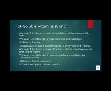 Student Review Videos: Chapter 24/25:  Fat Water Soluble Vitamins