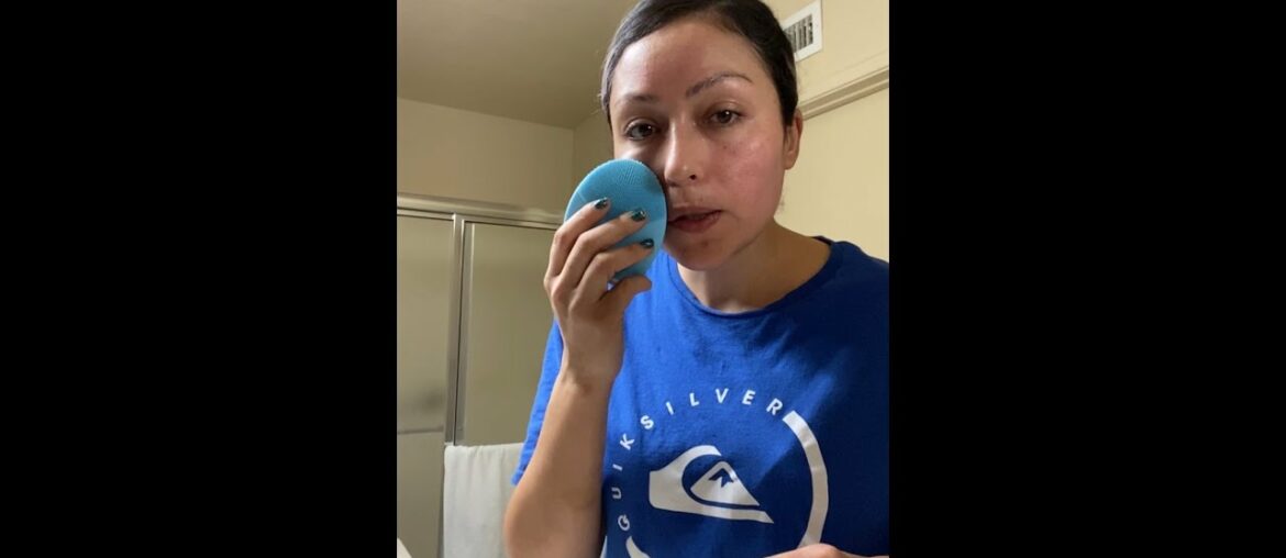 My skin care routine using my Foreo with Biossance squalane + vitamin C rose oil