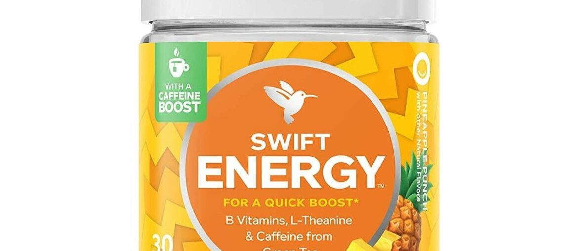 OLLY Swift Energy Gummy, Pineapple Punch, B Vitamins, L Theanine, Caffeine from Green Tea, Chewable