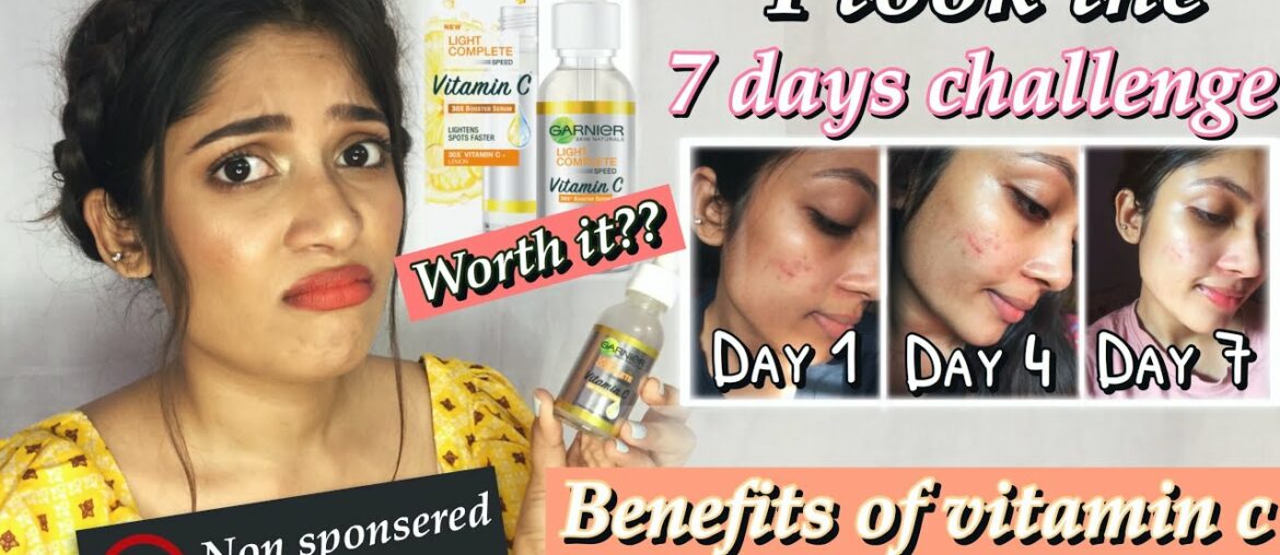*NEW* Garnier Vitamin C Serum Review  | 7 days Challenge | Live Demo , Ingredients | Shocking Result