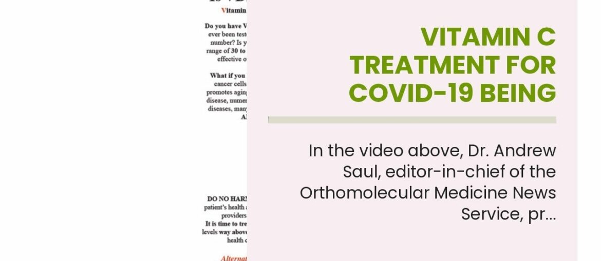 Vitamin C Treatment for COVID-19 Being Silenced