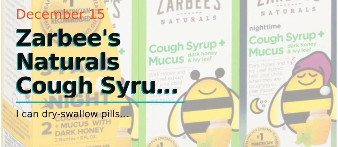 Zarbee's Naturals Cough Syrup + Mucus Nighttime with Melatonin, Natural Honey Lemon Flavor, 8 O...