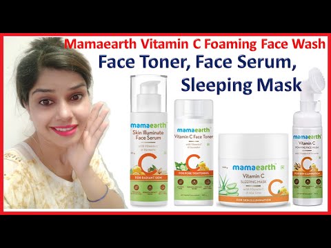 Mamaearth Vitamin C Foaming Face Wash, Face Toner, Face Serum, Sleeping Mask combo Review in Hindi