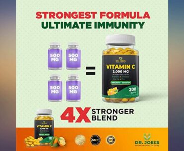 Immune Support Vitamin C 2000 mg - 200 Tablets - with Zinc, Elderberry, Rose Hip, review