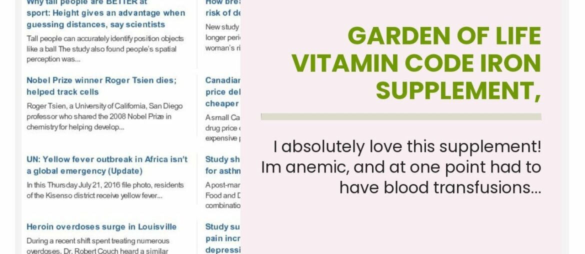 Garden of Life Vitamin Code Iron Supplement, Healthy Blood - 60 Vegan Capsules, 28g Iron, Vitam...