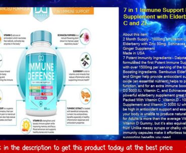 7 in 1 Immune Support Booster Supplement with Elderberry, Vitamin C and Zinc 50mg, Vitamin D 5000 I