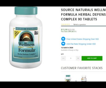 Buy Source Naturals Wellness Formula Herbal Defense Complex 90 Tablets cheap