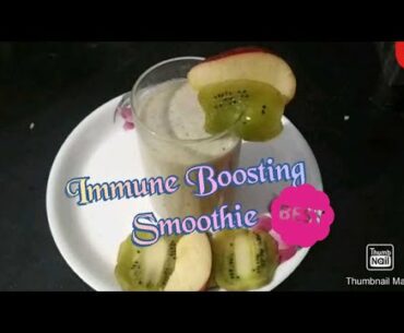 Delicious immune boosting smoothie with antioxidants rich #Kiwi and Apple#