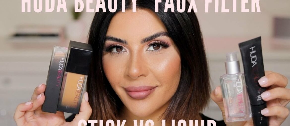 Stick or Liquid? Comparing @Huda Beauty Faux Filter Foundations! // Wear Test//Belinda Masri
