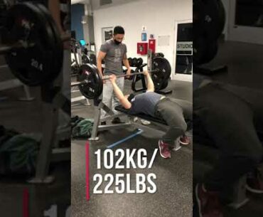 102kg/225lbs Bench Press x 6 Reps | Road to 143kg/315lbs #short