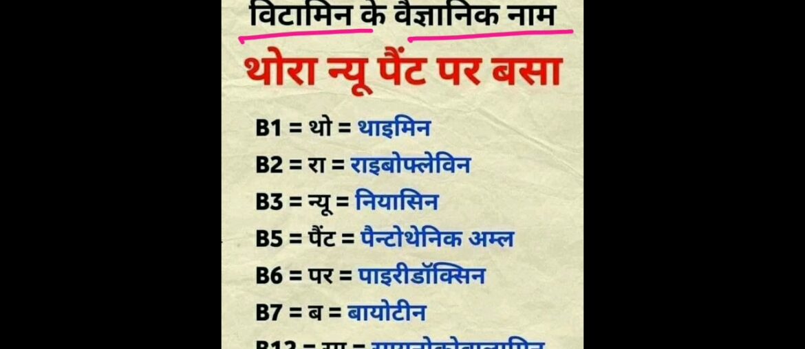Vitamins and their scientific names | Science Trick video Hindi | #studywithrj