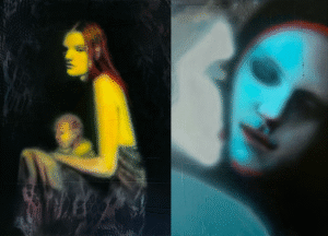 Kristina Tuzova, “I am tired of war”, 2025, 410 x 330 cm; “Dare”, 333 x 242 cm, 2025, courtesy the artist