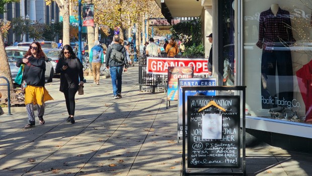 Downtown Santa Cruz on Black Friday 2025. (Aric Sleeper - Santa Cruz Sentinel)