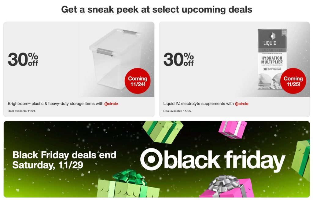 A screenshot of a black friday sale