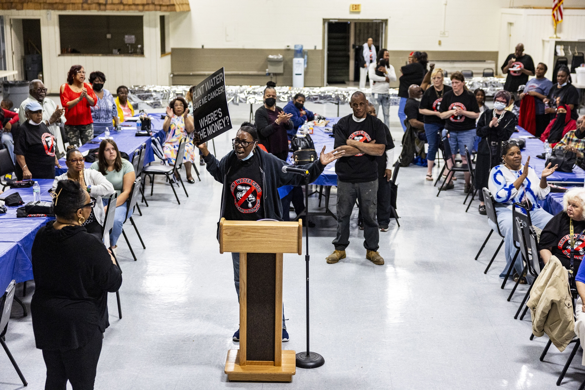 Shirley Toliver speaks during the 11th annual Flint Water Crisis Commemoration on Friday, April 25, 2025, at UAW Local 659 in Flint.