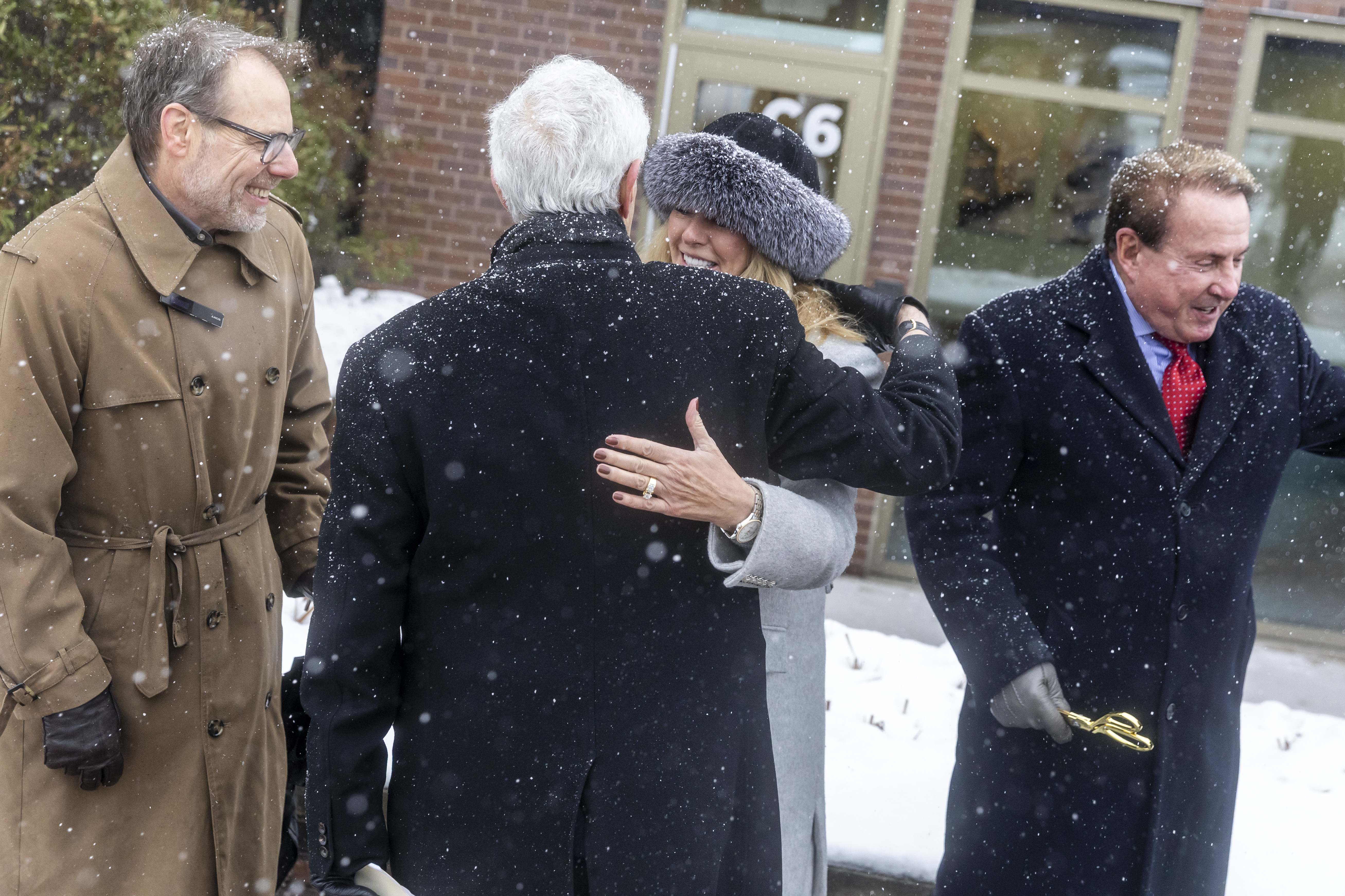 A dedication ceremony is held outside the newly named Keith and Kathryn Klingenberg Wellness Center at Davenport University in Grand Rapids, Mich. on Wednesday, December 10, 2025.