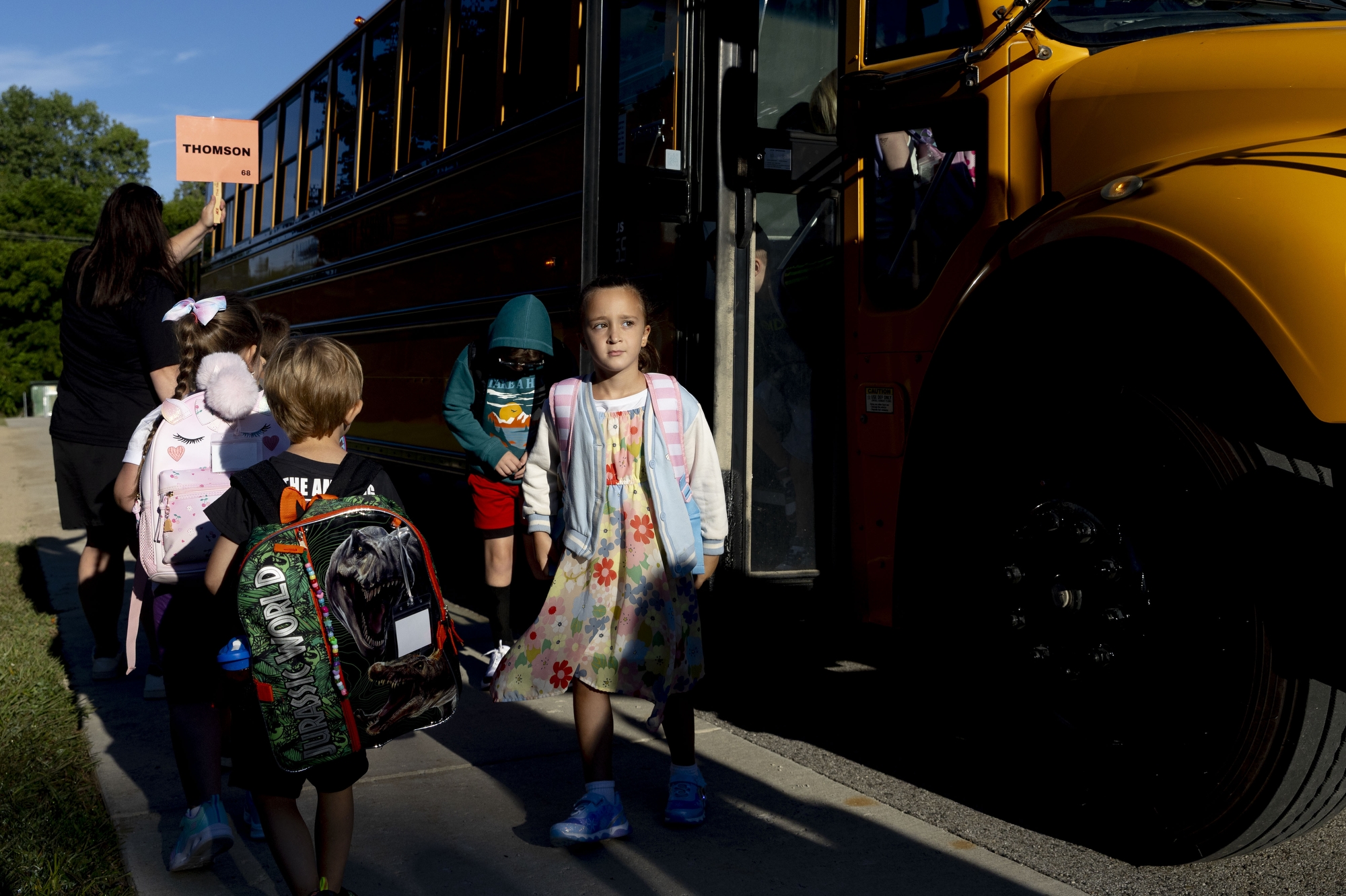Students arrive for the first day of school on Monday, Aug. 18, 2025 at Florence M. Siple Elementary School in Davison. Jake May | MLive.com