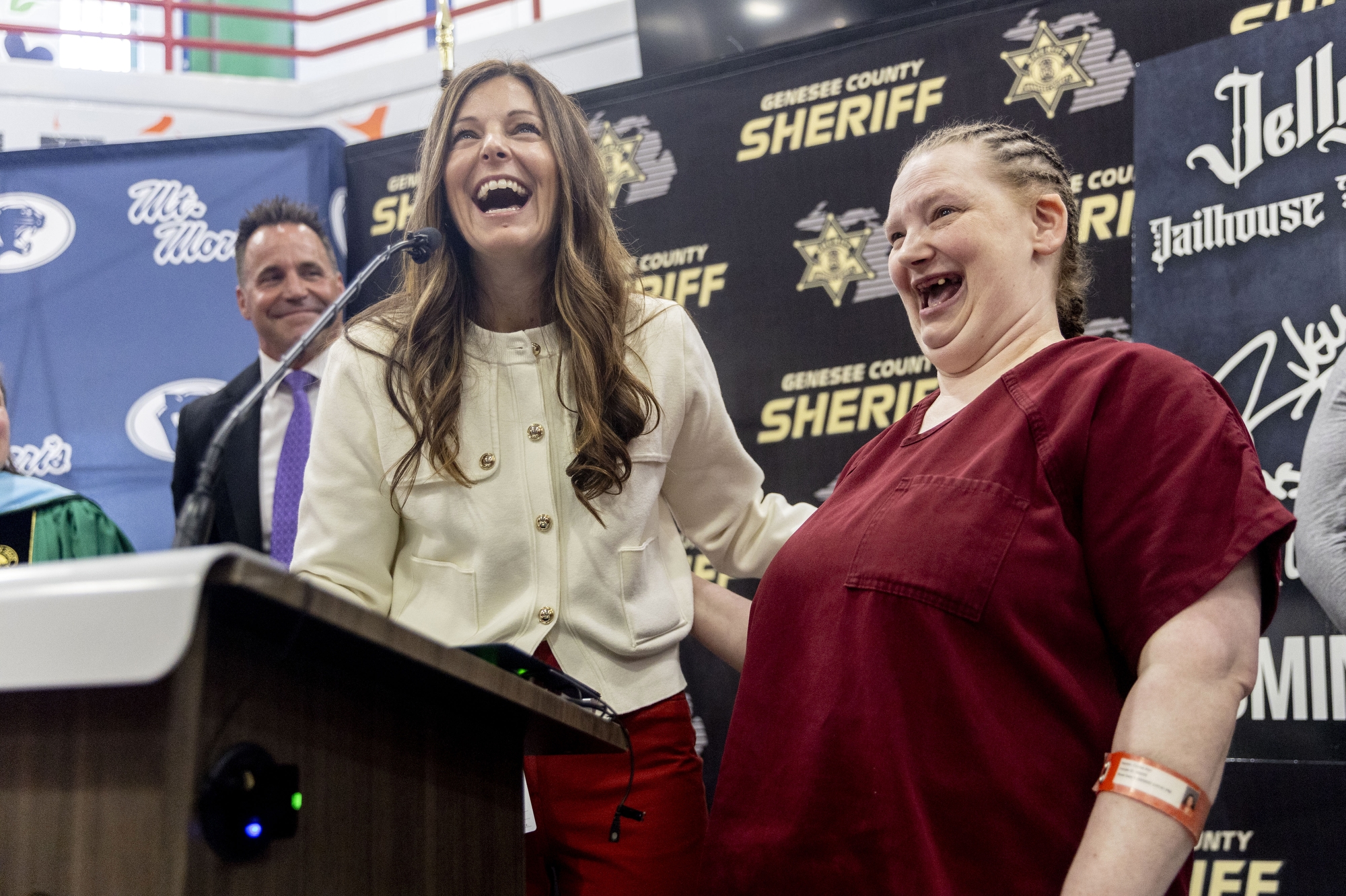 Genesee County Sheriff Chris Swanson honored the 100th graduate to receive a GED or diploma while incarcerated through the I.G.N.I.T.E. program during its 34th graduation ceremony held on May 12, 2025 at the Genesee County Jail. The event marked a milestone in the educational initiative aimed at reversing generational incarceration. Jake May | MLive.com