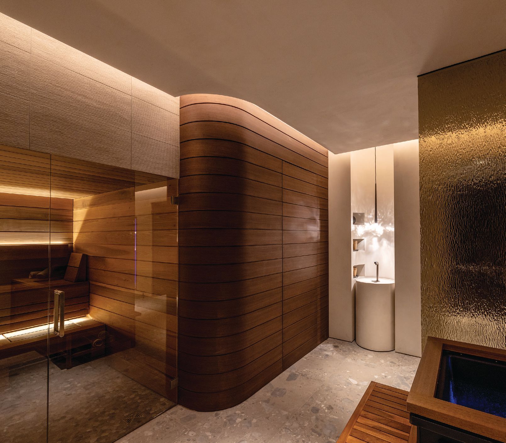 Mendil + Meyer Design Studio incoporated biophilic design and organic materials into the space; PHOTO COURTESY OF BLUSONIL