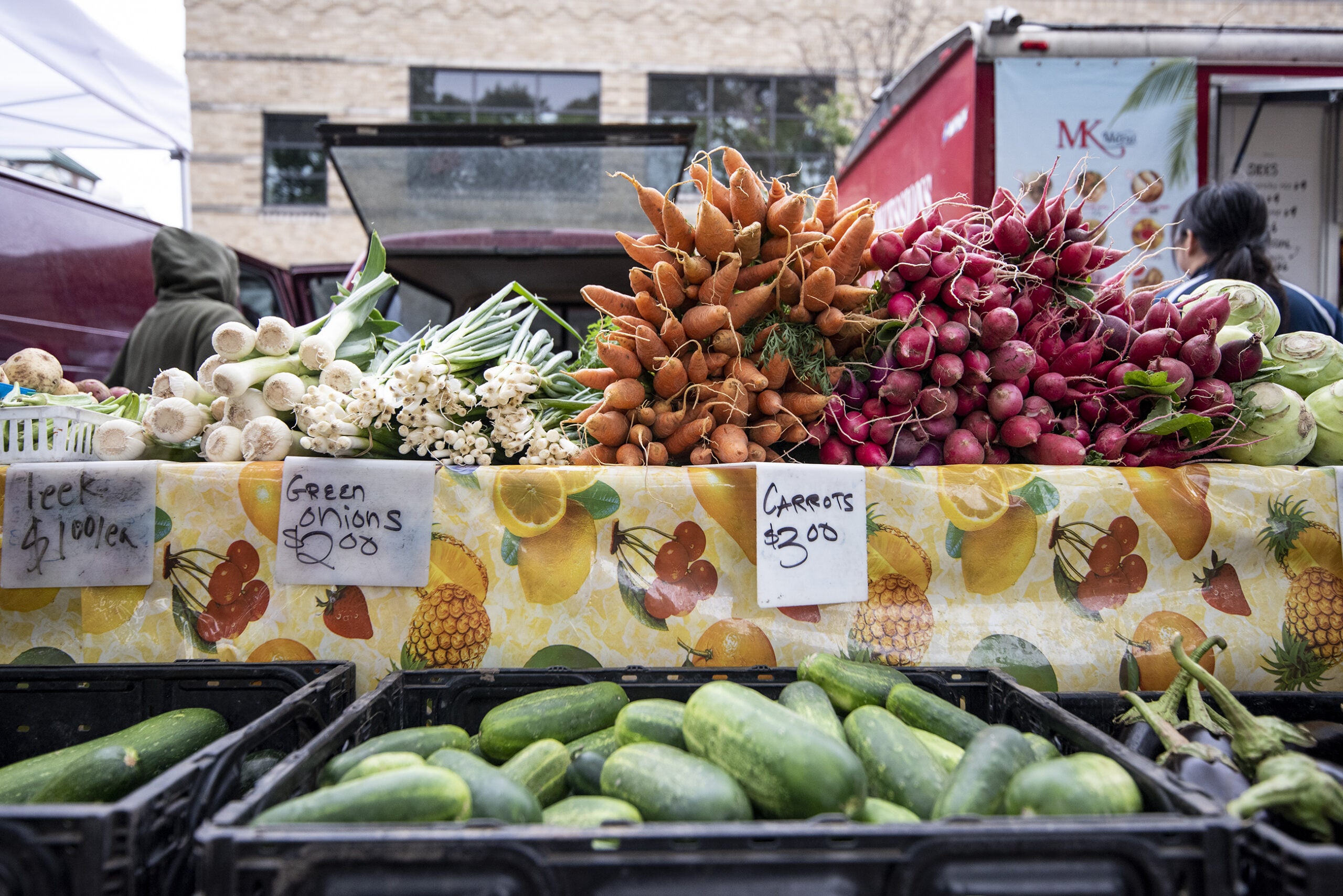 bright vegetables including carrots and green onions are displayed on a table