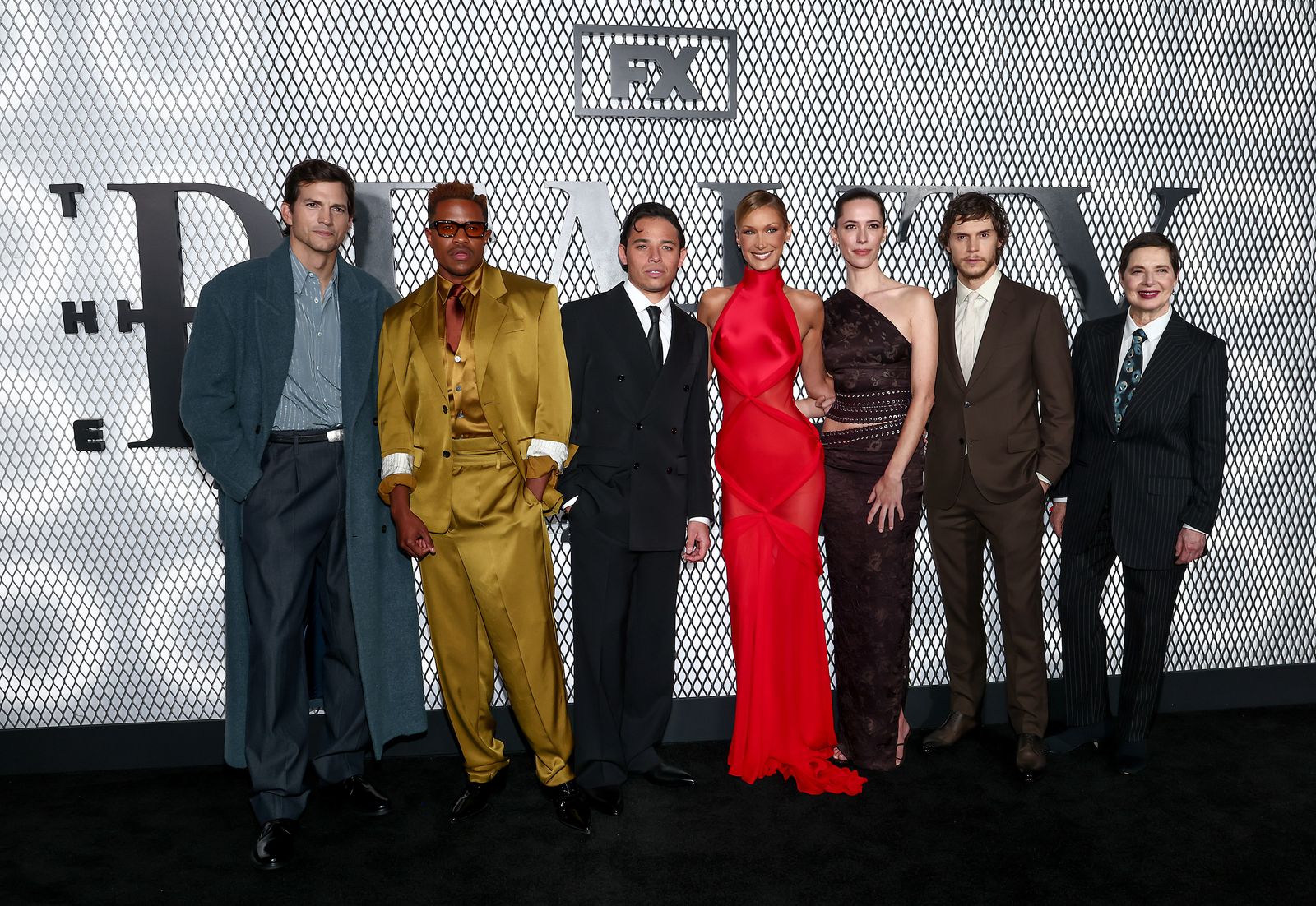 Ashton Kutcher Jeremy Pope Anthony Ramos Bella Hadid Rebecca Hall Evan Peters and Isabella Rossellini attend the red...