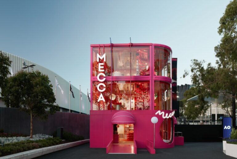 Mecca's three-story pop-up at the Australian Open.
