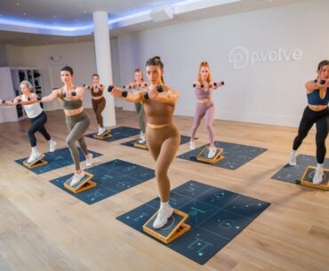 An image of a workout class at the business.