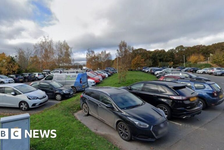 Google Maps General view of rows of cars parked at Worcester Woods Car Park.