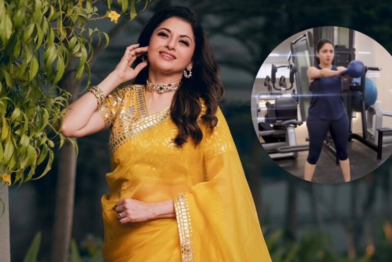 Bhagyashree aces kettlebell exercise