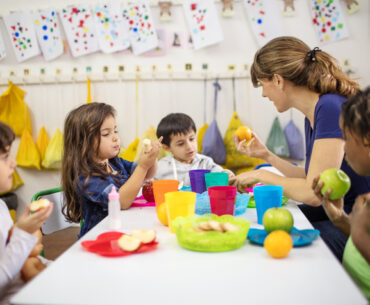 Children eating at a child care facility