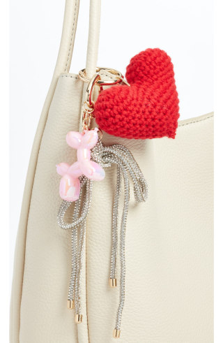 Chelsea28 Balloon Heart & Crystal Bow Bag Charm