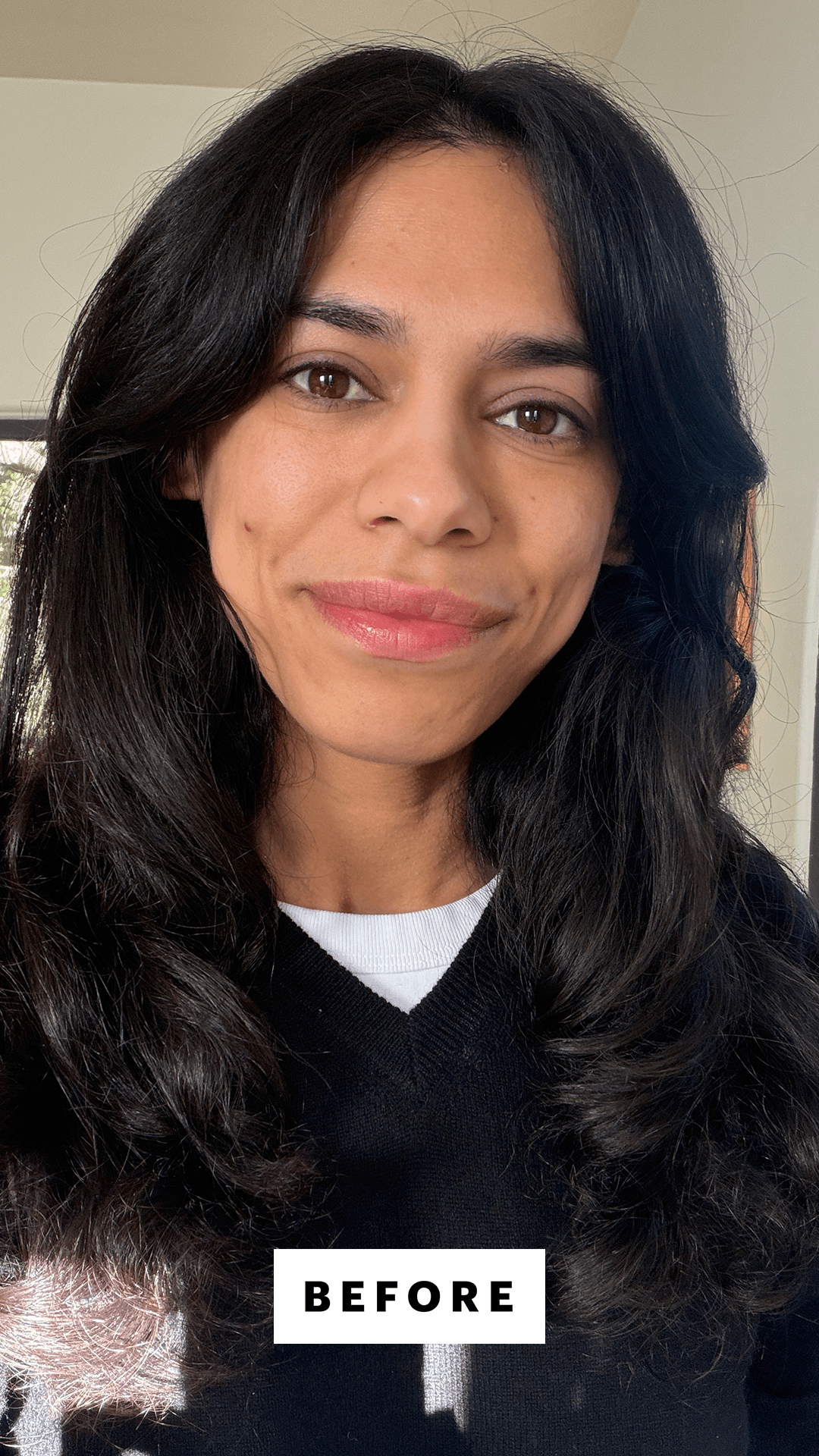 A selfie of Allure senior commerce director Shanna Shipin before applying the Dior Forever Skin Glow Foundation