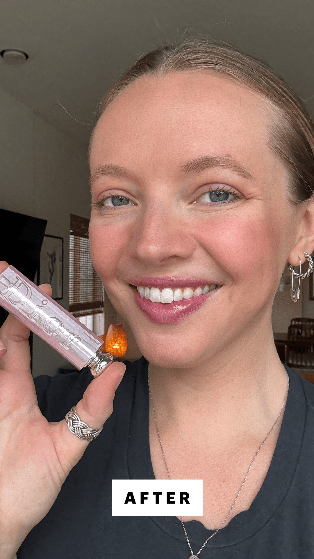 Fowler after applying the Dior Addict Lip Glow