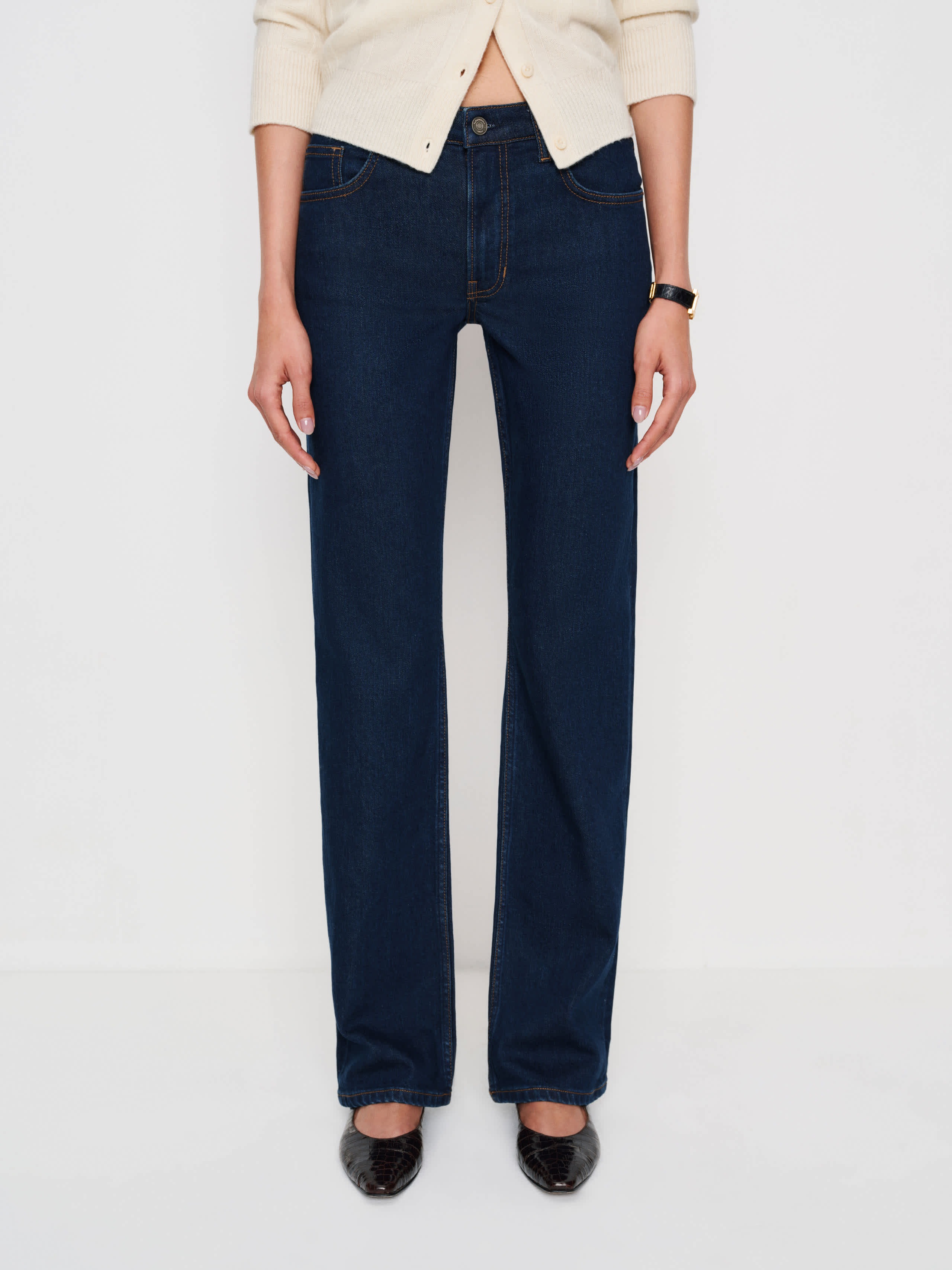 Reformation, Elton Mid Rise Super Stretch Straight Jeans
