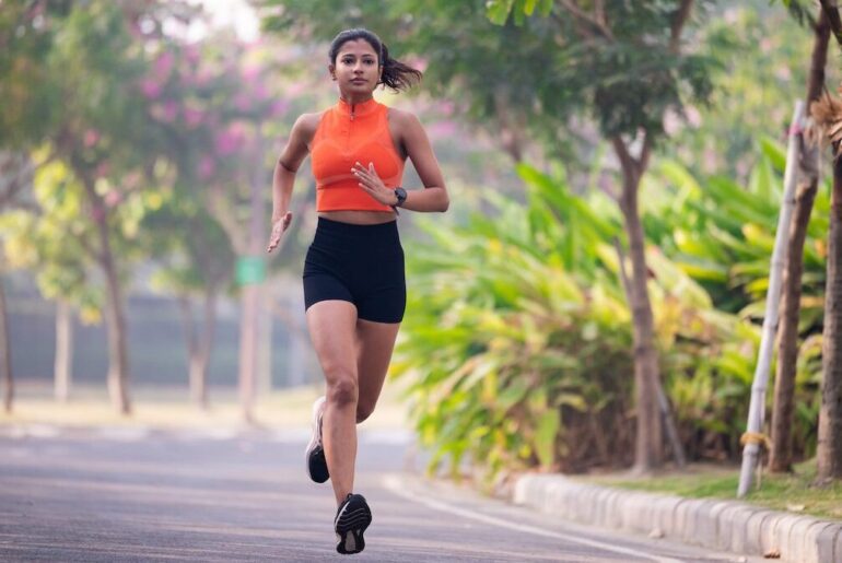 woman running in a park