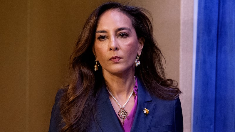 Assistant Attorney General for Civil Rights Harmeet Dhillon arrives for a news conference at the Justice Department on September 29, 2025 in Washington, DC.