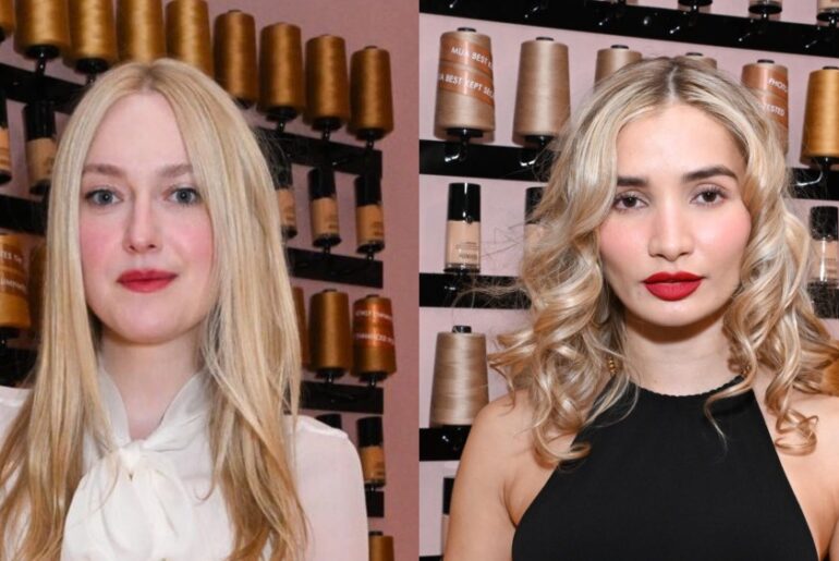 Dakota Fanning and Pia Mia stage a red lip comeback at the Armani Beauty Luminous Silk Lounge.