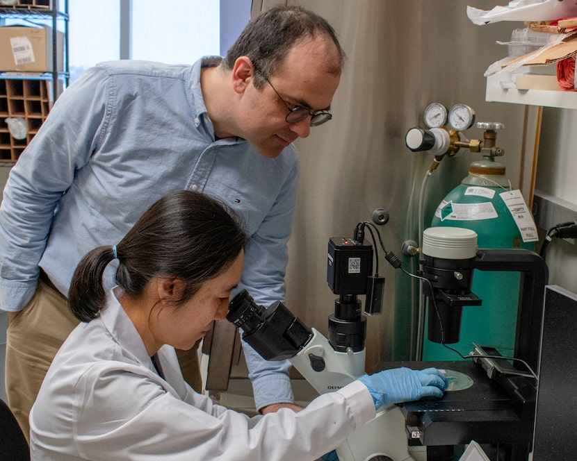 Research scientist Ji Hyung Jun (right) and assistant professor Michalis Agathocleous (left)...