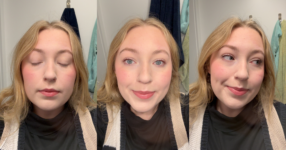 burgundy mascara beauty trend- three photos of kate with no mascara burgundy mascara and black mascara