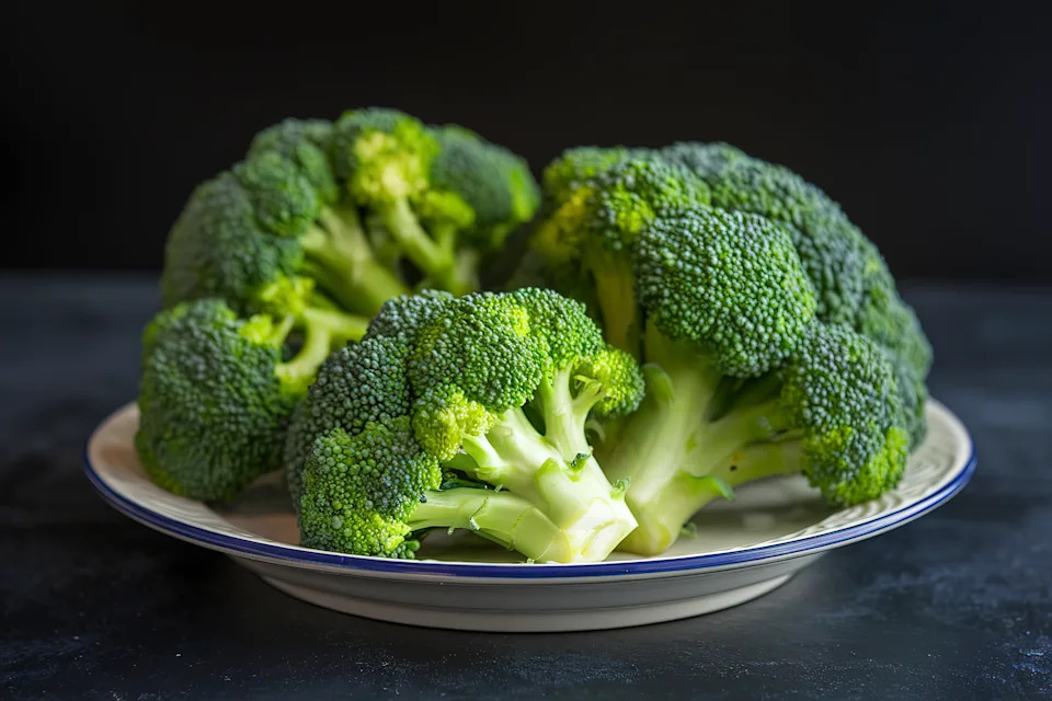 fresh and green broccoli on a plate