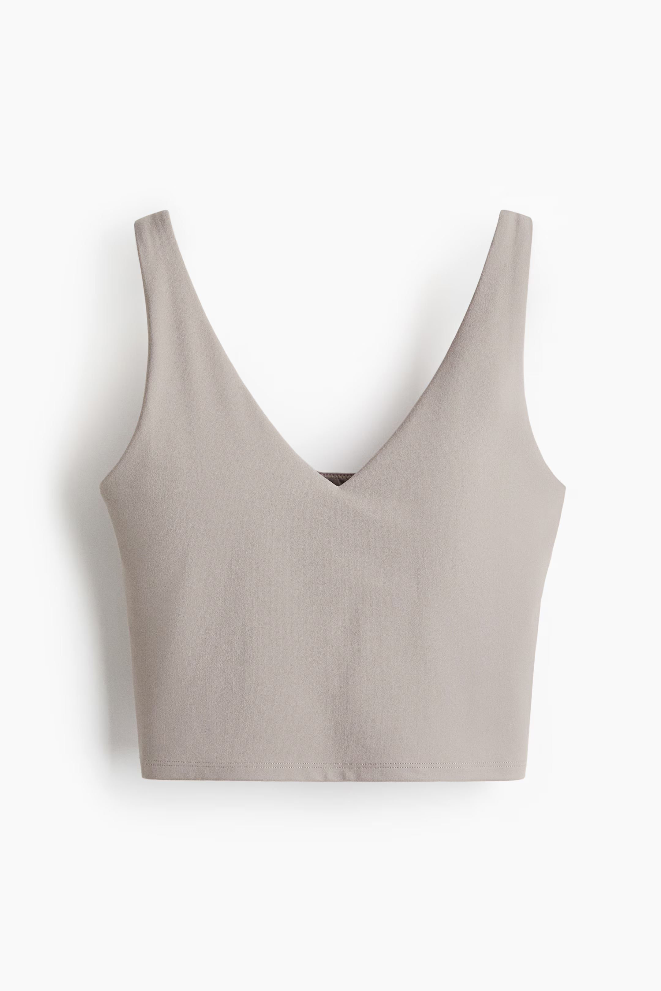 Taupe sports bra on a white background