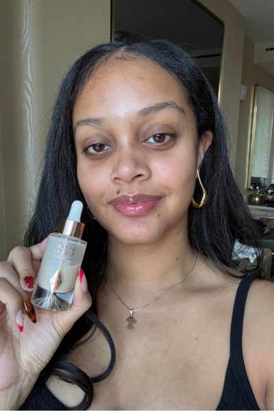 Shauna Beni-Haynes before and after testing Charlotte Tilbury's Magic Serum Crystal Elixir