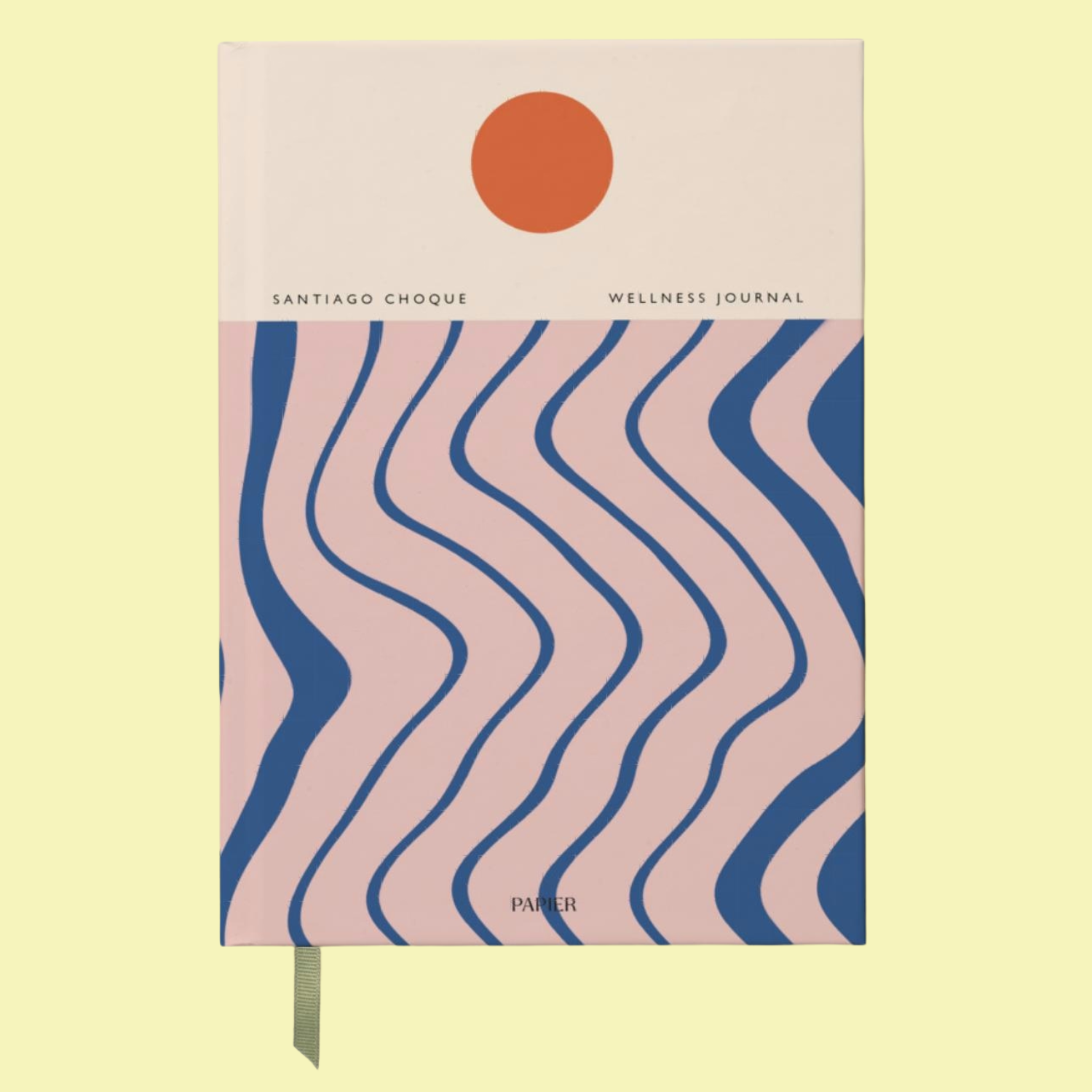 A wellness journal with a pink and blue design