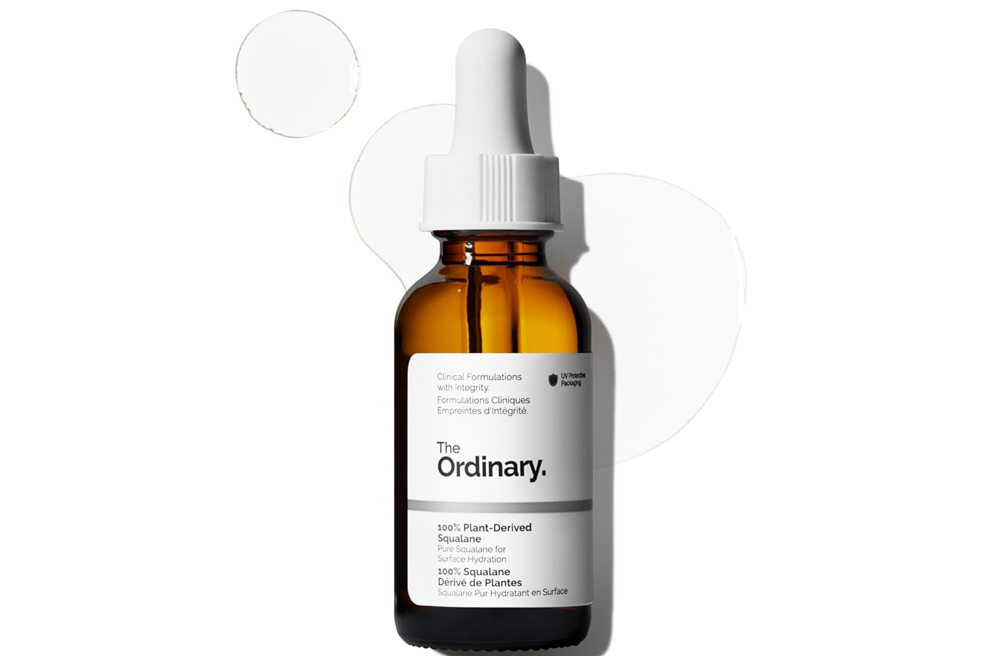 A bottle of The Ordinary's 100% Plant-Derived Squalane serum.