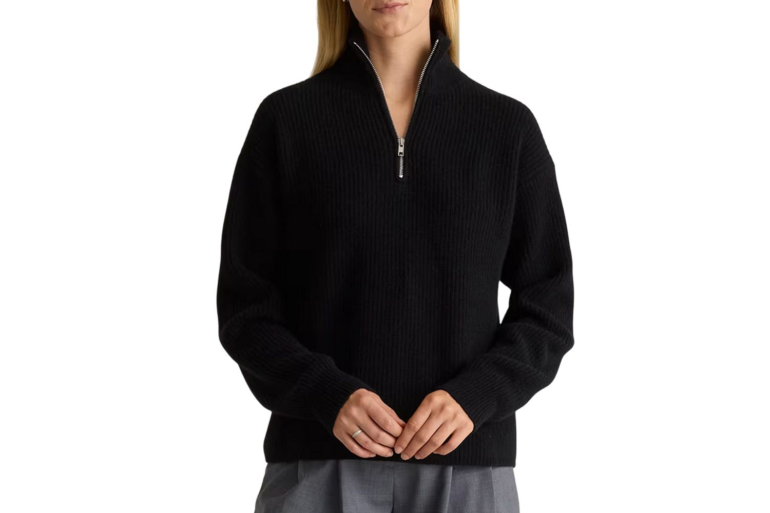 Quince Mongolian Cashmere Fisherman Quarter Zip Sweater